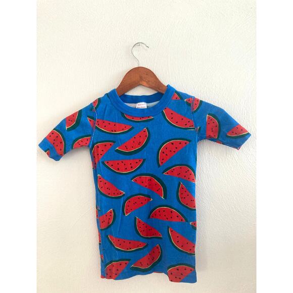 Hanna Andersson Summer Sweet On Equator Blue Watermelon Pajama Top Tshirt 6-7 - Picture 2 of 5